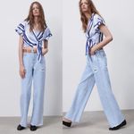 ZARA NWT  STRIPED SHIRT WITH KNOT SILKY CROP medium Photo 3