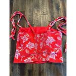 Joie  linen blend tropical floral tie shoulder cropped top size 6 Photo 4