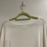 Lavender Field  White Waffle Knit Balloon Sleeve Top Sz L Photo 6