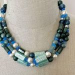 Avon vintage South of France blue beaded triple strand necklace Photo 0