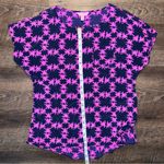 Lilly Pulitzer  “Get Hoppy” Pink/ Blue Women's Silk Top Size Small Photo 3