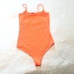 ZARA  Neon Orange Bodysuit Small Spaghetti Strap High Cut One Piece Photo 2