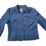 55% LINEN 46% RAYON‎ MISS DORBY PETITE BLAZER JACKET Blue Size 14P Photo 0