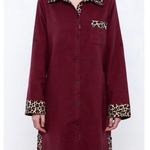 Simply Noelle  Merlot and Leopard Button down  NIGHTSHIRT Size XXL 16-18 Photo 1