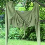 Garage  Green crop long sleeve top M Photo 0