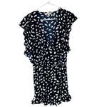 Umgee Women's Navy Blue White Polka Dot Short Sleeve V-neck Ruffle Romper Small Photo 1