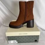 Sun + Stone Brown Heeled Boots with Chunky Heel Size 7 Photo 4