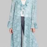 Wild Fable Duster Kimono coverup long sleeve tie front pretty green floral print medium Photo 0
