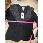 Soft Surroundings  black wool sweater ruffled collar/sleeves sz S Photo 6