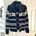 Ralph Lauren  Black & White Western Fair Isle Knit & Nylon Sweater Jacket Photo 1