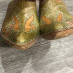 Frye  Phoenix Mule Green Tan Leather Cutout Slip On Western Heel Boho Cowgirl 7.5 Photo 2