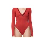 Good American NEW  Low Down Bodysuit Red Black Net Accent Sz 5 US XXL Minimalist Photo 15