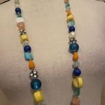 Women’s Necklace Beaded Statement Blue Green Yellow Multi Color Beads Photo 2