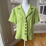 Vintage Dressbarn Lime Green Black Cropped Peplum Blazer Jacket Size 14 Photo 7