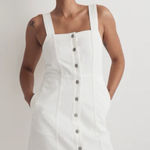 Madewell  Denim Square-Neck Sleeveless Mini Dress in Tile White Photo 0