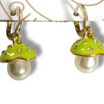 Urban Outfitters  Mushroom Pearl Drop Earrings NWT Dainty Gold Pearl Lime Photo 3