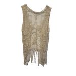Roommates Sleeveless Boho Lace Duster Vest Bohemian Hippie Flower Child Cream Large Photo 1