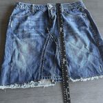 Mudd Vintage 90s Y2K  Denim Jean‎ Mini Skirt Size 13 Raw Hem Fading Photo 7