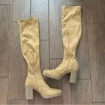 Forever 21 Over the Knee Faux Suede Tan Lug Sole Boots sz 10 Photo 1