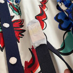 Tory Burch NWTS Silk Front Shirtdress Navy Blue Porcelain Thistle Sweater Back Photo 9