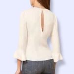 Reformation white/ cream three-quarter sleeve blouse with small keyhole detail Photo 1