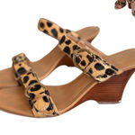 Coldwater Creek Y2K FUR LEOPARD BUCKLE STRAPPY HEELS WEDGE SANDALS SZ. 8-8.5 Photo 0