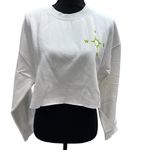 BP . Crop Organic Cotton Sweatshirt Women’s Size Medium White Cropped‎ Graphic Photo 1