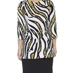 Eva Varro Charms Cap Sleeveless Y2K Bohemian Animal Print Tunic Top Sz Small NEW White Photo 1