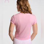 PINK - Victoria's Secret PINK x LoveShackFancy Retro Cotton pink tee bling rhinestones dog mascot NWT XS Photo 3