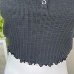 BP  Nordstrom Black Short Sleeve Henley Ribbed Crop Top NEW Size M Photo 3