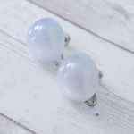 Vintage Screw On Earrings Retro Domed Frosted Light Blue 0.75" Photo 2