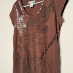2000s Fashion Brown Graphic Shirt Photo 1