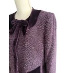 ALBERT NIPON Purple Bow Collar Silk Blend Blazer Jacket Size 10P Photo 5
