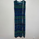 Madison Leigh  Maxi Dress Sleeveless Blue Jewel Tones Ties in Back Photo 2
