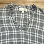 Cloth & Stone Anthropologie  Metallic Plaid Ruffle Neck
Flannel Top Womens Medium Photo 4