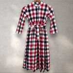 Dainty Jewells Plaid Checkered Midi Dress Circle Skirt Pin Up‎ Modest Sz S Red Photo 1