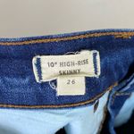 Madewell  Dark Wash Distressed Denim Button Fly 10” High-Rise Skinny Jeans Sz 26 Photo 5