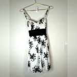 Trixxi White Black Floral Embroidered Empire Waist Party Dress Small NWT Elegant Photo 1