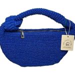 BTB Los Angeles Women’s Cobalt Blue Straw Raffia Lucia Knotted Hobo Bag Photo 1