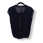 Guess  Black Semi-Sheer Cap Sleeve Button Front Blouse – XS Photo 2