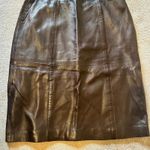 St. John Collection  Chocolate Brown Leather Pencil Skirt size 12 Photo 3