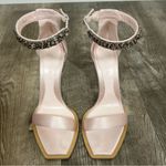 Alexander McQueen  Pink Satin Crystal Cuff Stiletto Sandals Photo 5