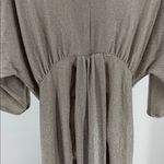 VICI Shimmering Silver Champagne midi deep V- neck slit Dress S NYE party event Photo 8