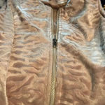 Jordan Faux Fur Sleeveless Zip Vest Tan Animal Print Size Small Photo 3