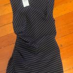 Mango Navy Pinstripe Mini Dress Photo 2