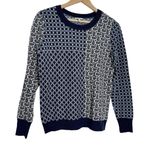 Joie  Blue Paisley Floral Print Wool Cashmere Blend Crewneck Sweater Photo 6