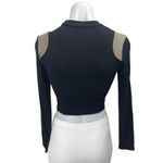 Commence Women's Black Rib Knit High Neck Long Sleeve Crop Shirt Sweater Top S Photo 1