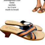 Montego Bay Club Y2K Denim Leather Heels Sandals Size 6 New Brazil Photo 0