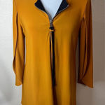 Joseph Ribkoff  Mustard Yellow Zipper Tunic Blouse Slit Bell Sleeves 8 Photo 0