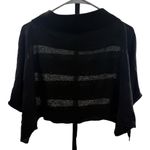 Free People Vintage XS/S Cropped Poncho Sweater Black Sheet Stripe Whimsigoth Photo 5